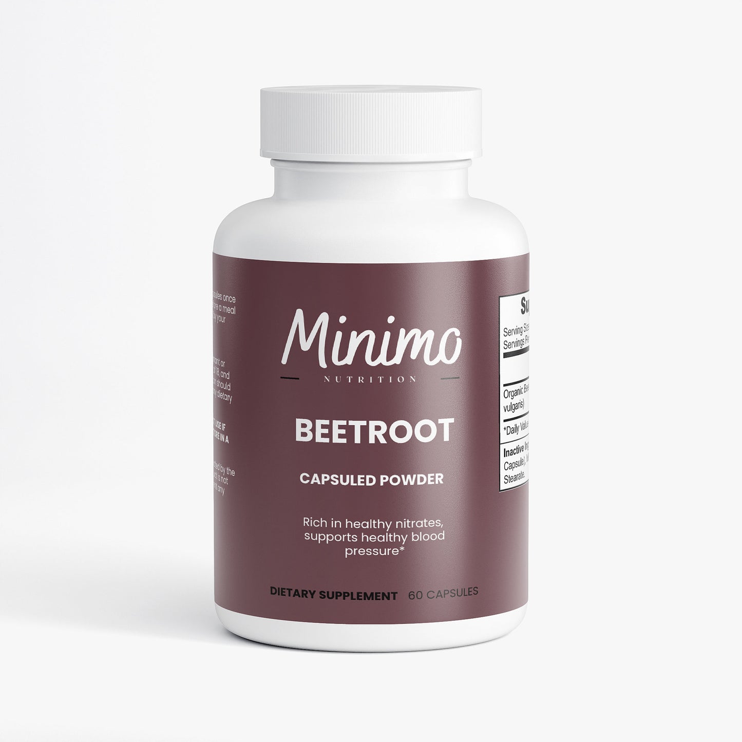 Minimo Nutrition Organic Beetroot Capsuled Powder Supplement for Blood Pressure