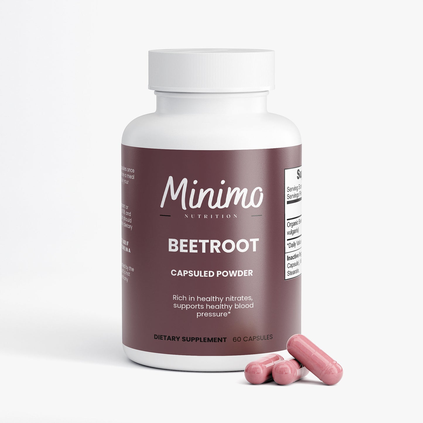 Minimo Nutrition Organic Beetroot Capsuled Powder Supplement for Blood Pressure