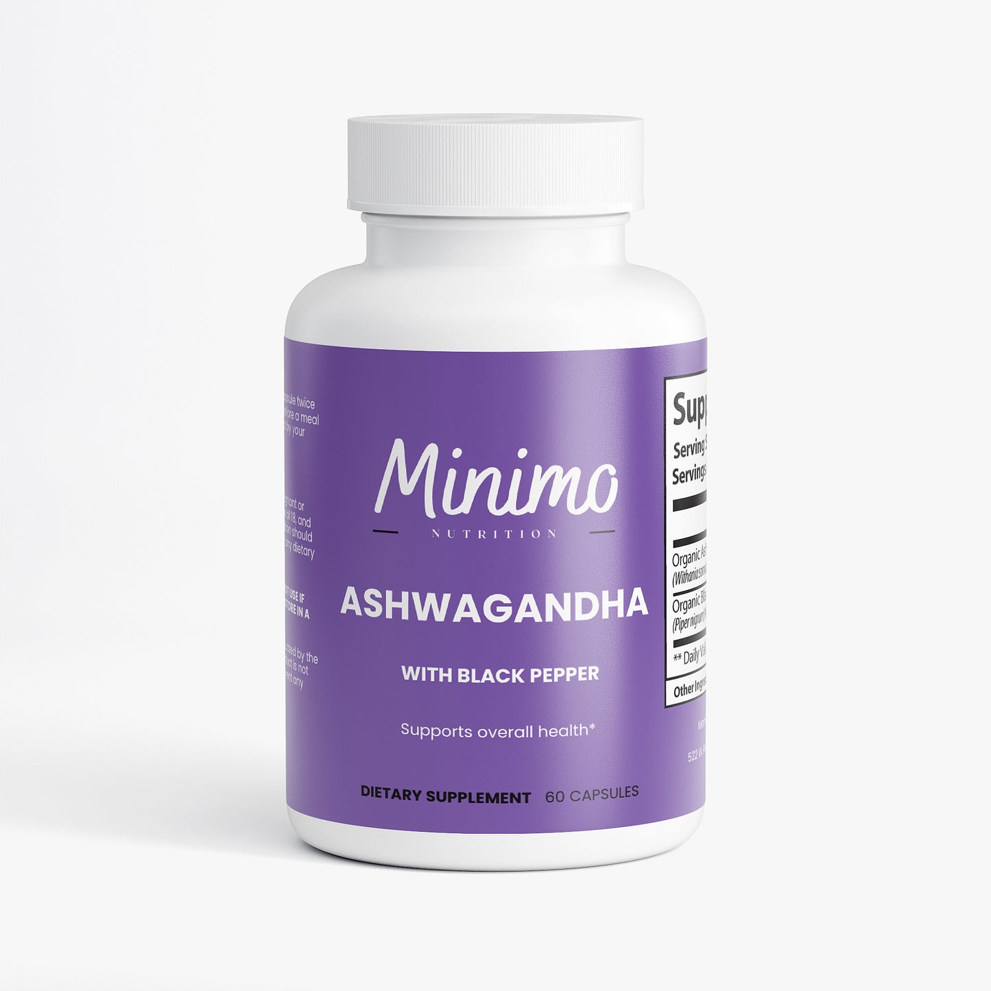 Organic Ashwagandha with Black Pepper Supplement for Anxiety and Overall Health