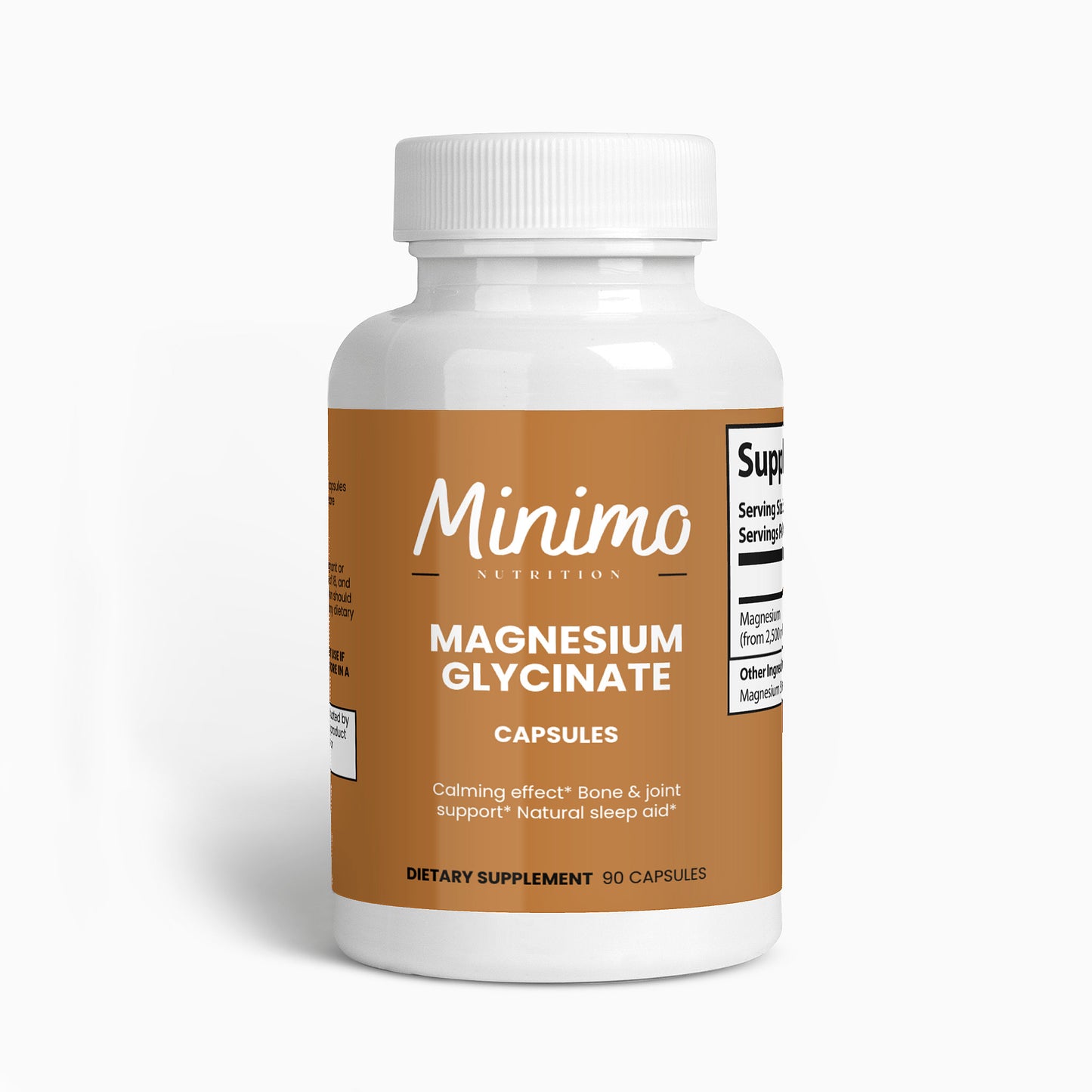Minimo Nutrition Magnesium Glycinate Supplement for Calming, Sleep Aid, and Bone & Joint Support