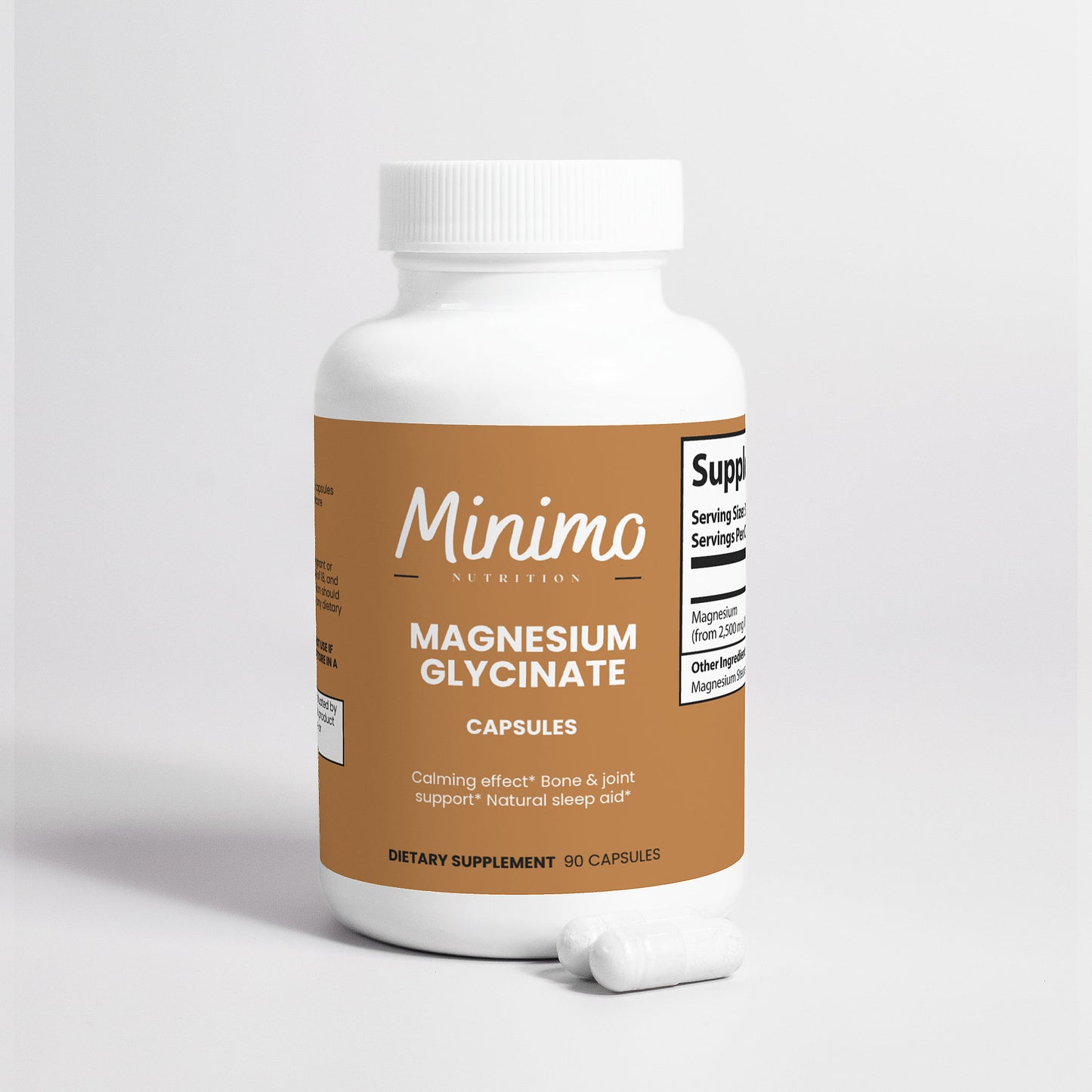 Minimo Nutrition Magnesium Glycinate Supplement for Calming, Sleep Aid, and Bone & Joint Support