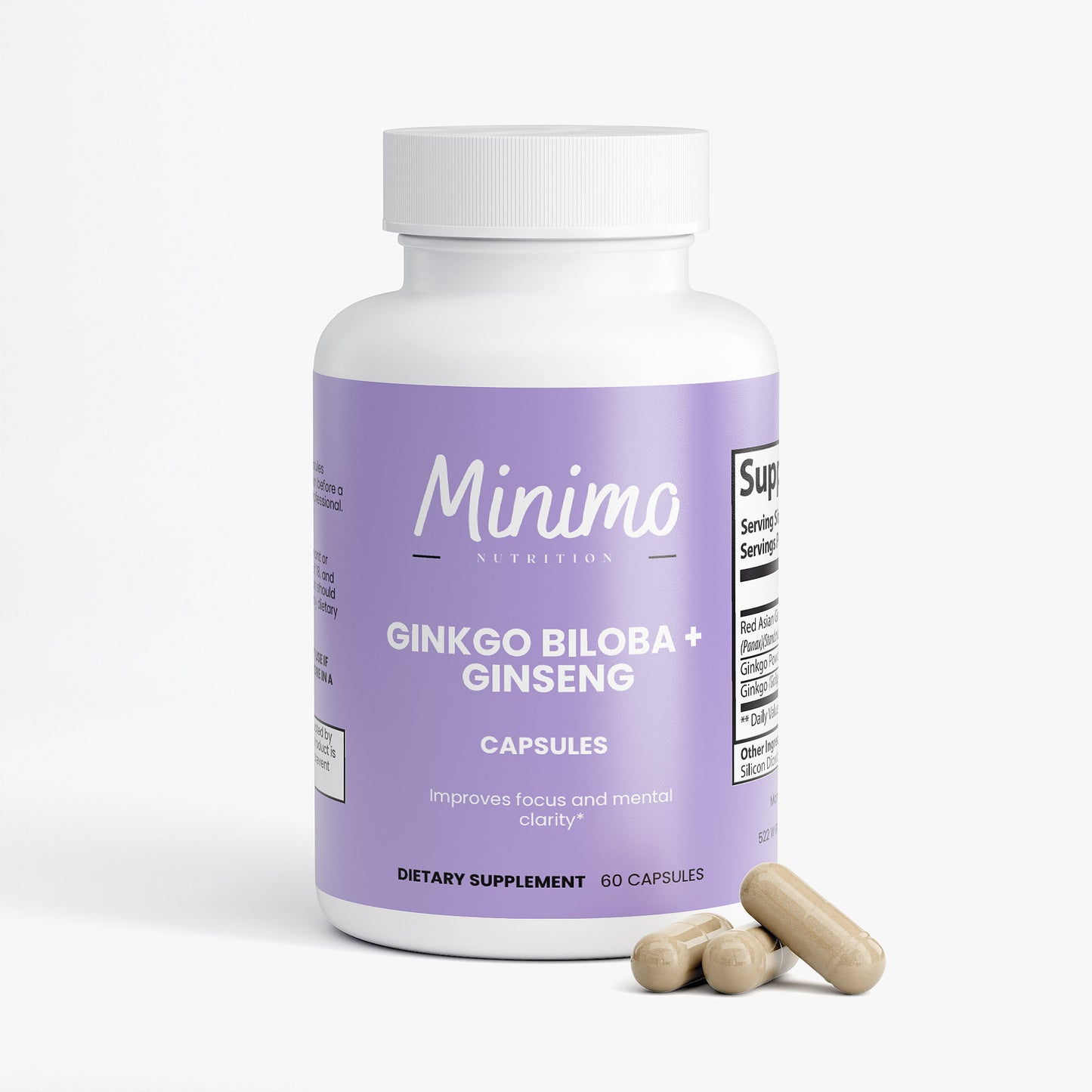 Ginkgo Biloba + Ginseng Supplement for Focus and Mental Clarity