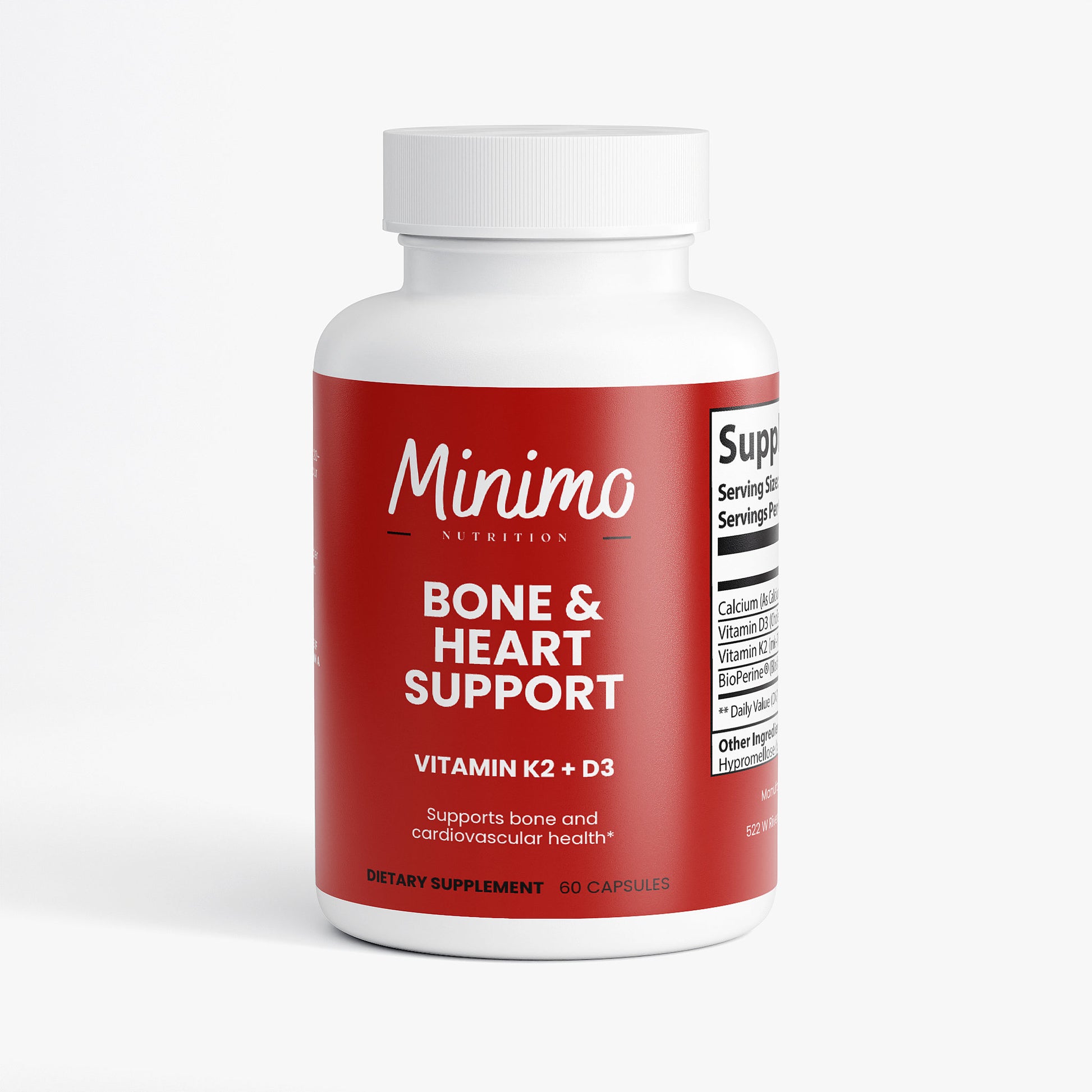 Minimo Nutrition Bone & Heart Support Vitamin K2 + D3 Supplement for Cardiovascular Health