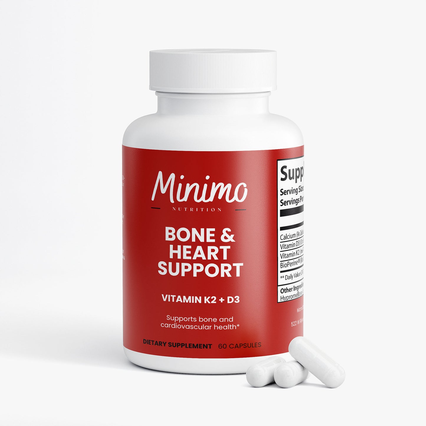 Minimo Nutrition Bone & Heart Support Vitamin K2 + D3 Supplement for Cardiovascular Health