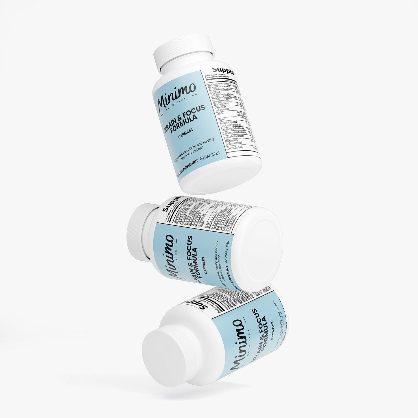 Minimo Nutrition Brain & Focus Formula, Supplement for Focus, Clarity, and Memory