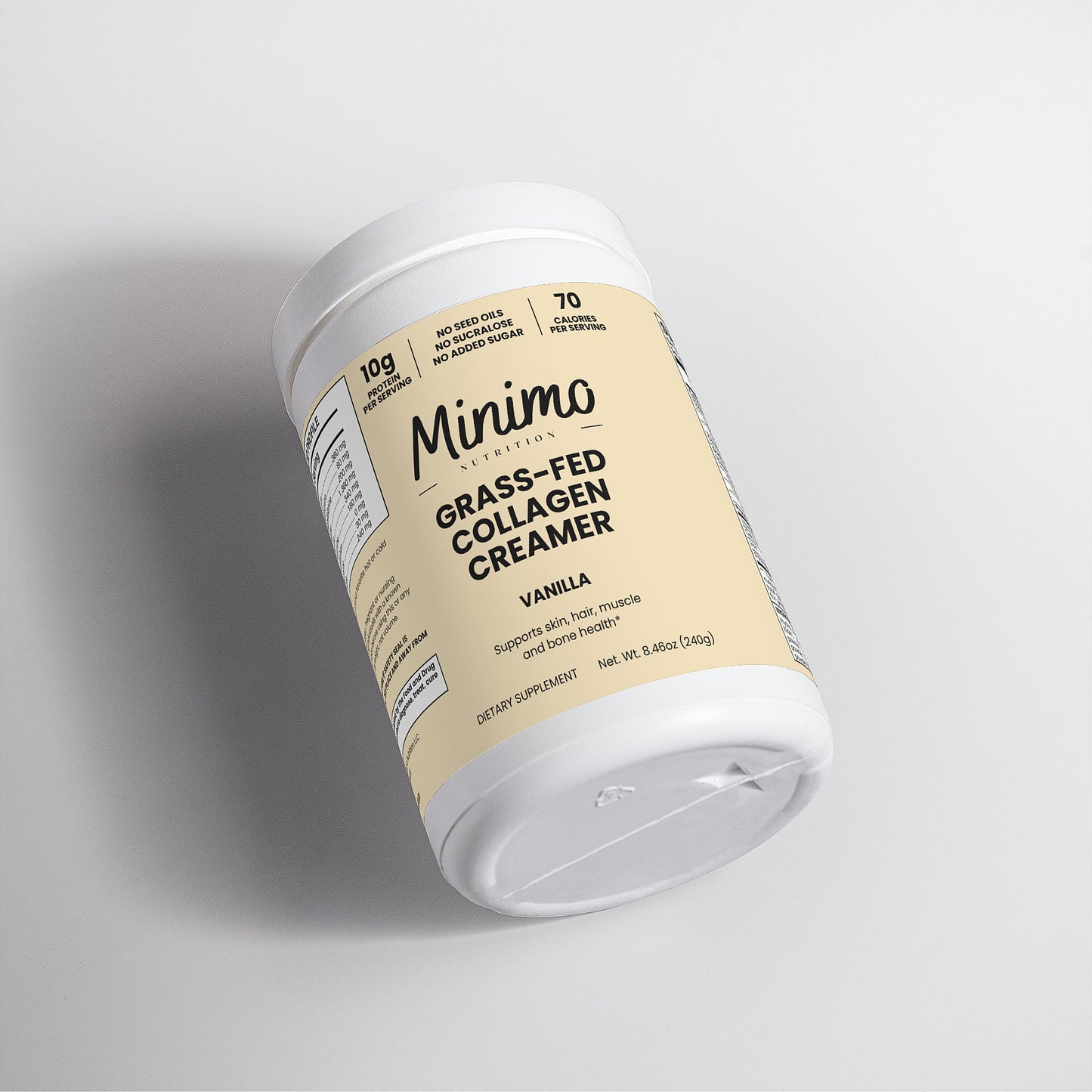 Minimo Nutrition Vanilla Grass-Fed Collagen Creamer Supplement for Skin, Hair, Muscle, and Bone Health