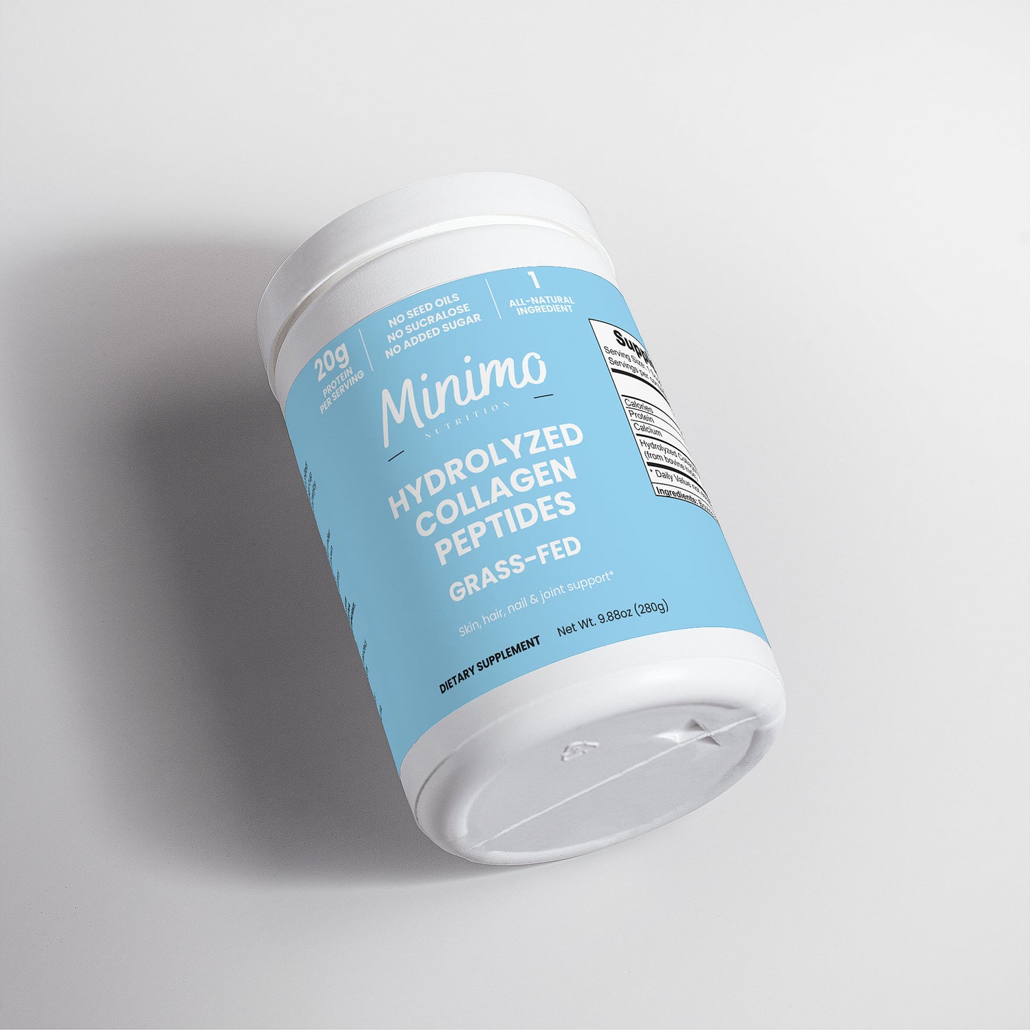 Minimo Nutrition Unflavored Grass-Fed Hydrolyzed Collagen Peptides Supplement for Skin, Hair, Nail, & Joints