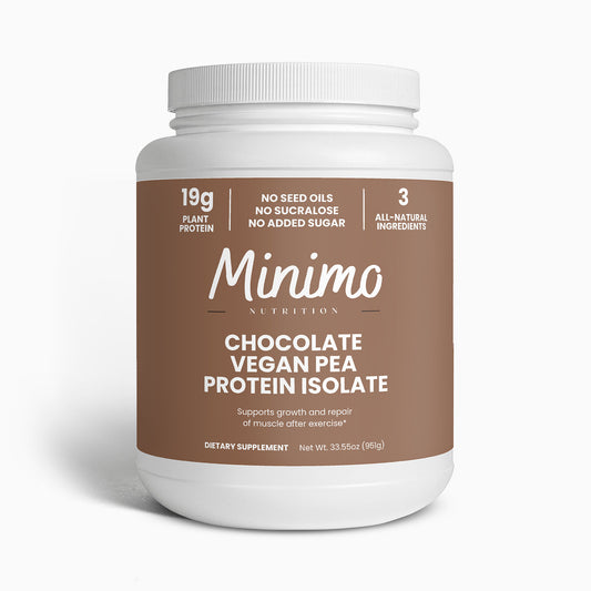 Minimo Nutriiton Chocolate Vegan Pea Protein Isolate Powder with No Sucralose No Seed Oils No Added Sugar