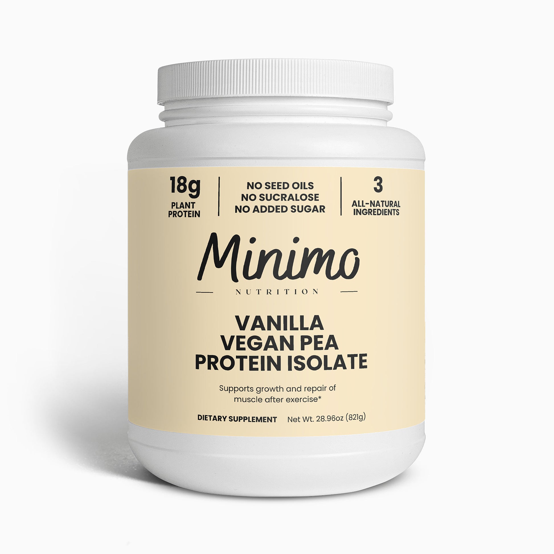 Minimo Nutrition Vanilla Vegan Pea Protein Isolate No Sucralose No Seed Oils No Added Sugar