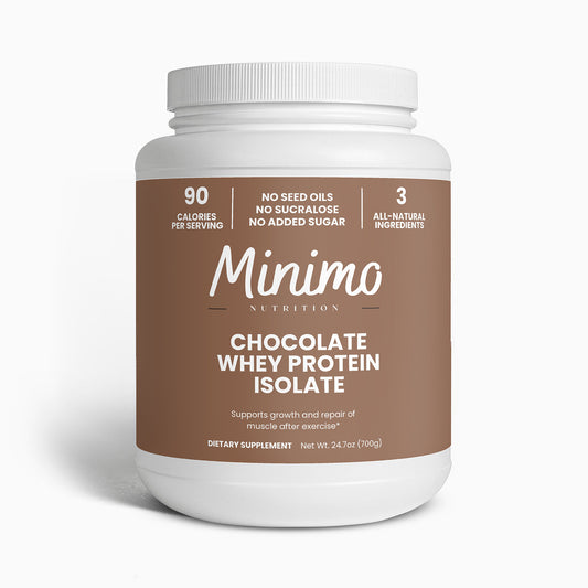 Minimo Nutrition Chocolate Whey Isolate Protein Powder No Seed Oils No Sucralose No Added Sugar