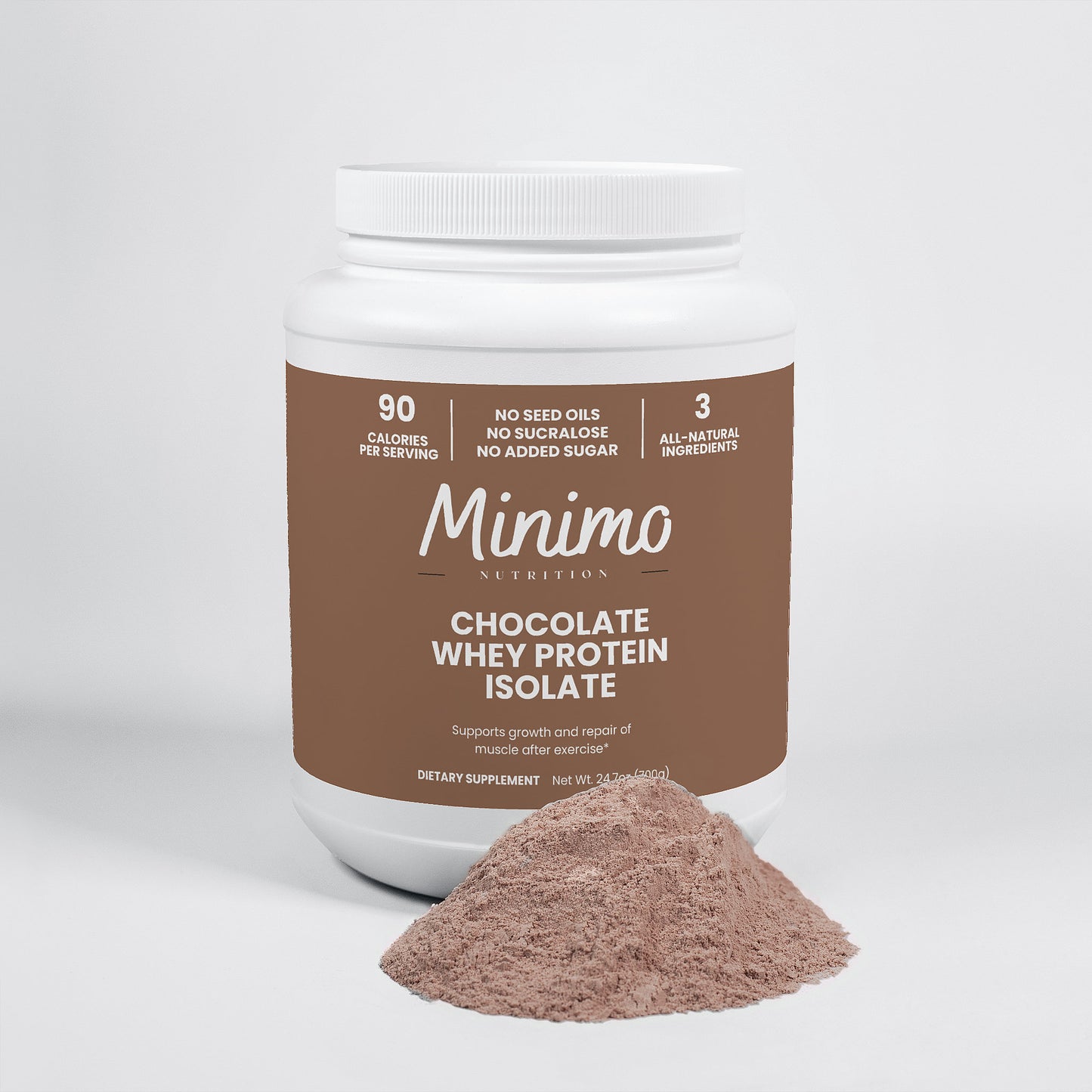 Minimo Nutrition Chocolate Whey Isolate Protein Powder No Seed Oils No Sucralose No Added Sugar
