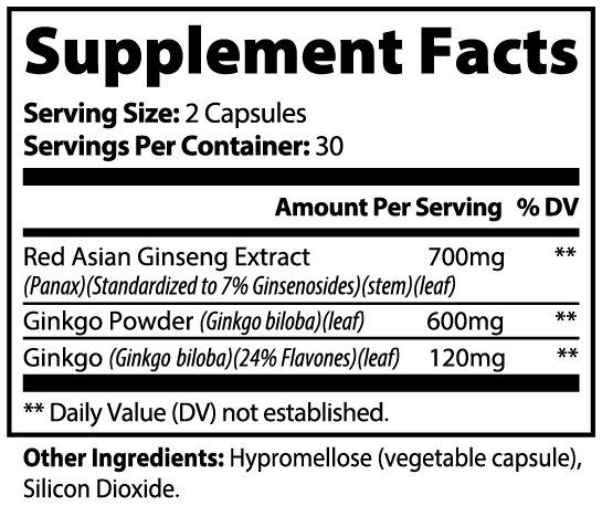 Ginkgo Biloba + Ginseng Supplement Facts