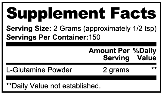 Minimo Nutrition L-Glutamine Powder Supplement Facts