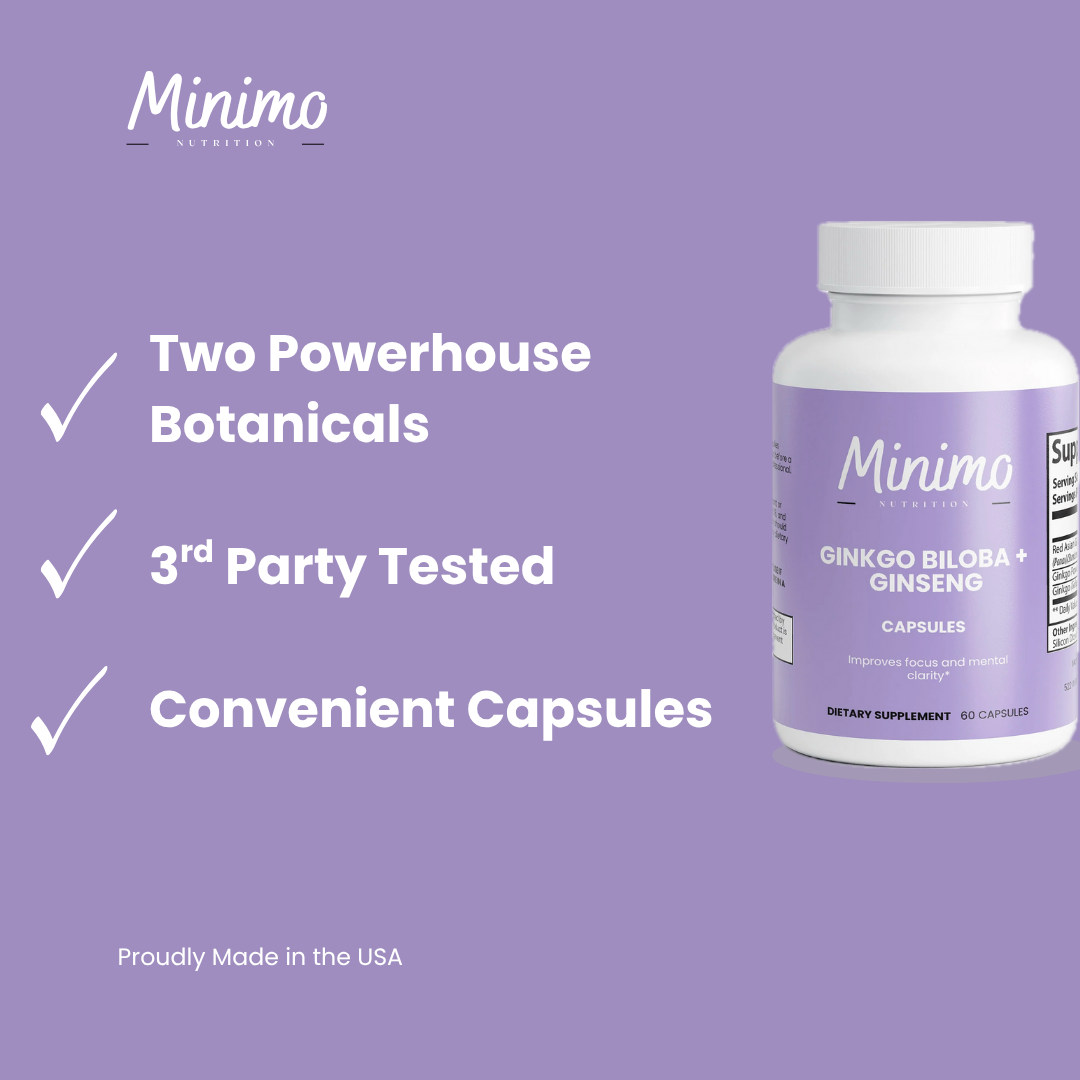 Ginkgo Biloba + Ginseng Supplement for Focus and Mental Clarity