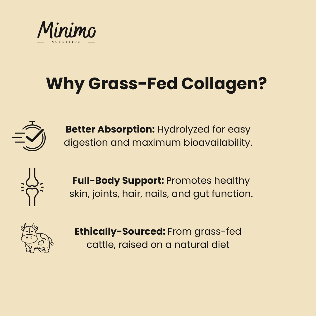 Minimo Nutrition Vanilla Grass-Fed Collagen Creamer Supplement for Hair, Skin, Nails, and Joints