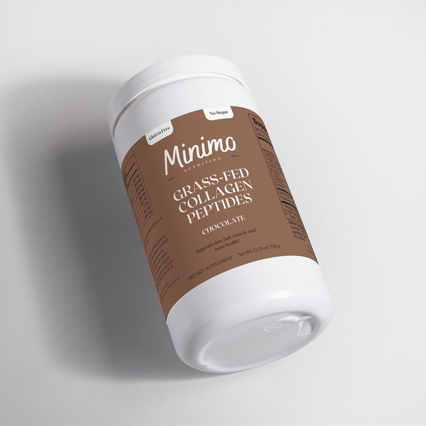 Minimo Nutrition Grass-Fed Collagen Peptides Powder (Chocolate), 13.3 oz.