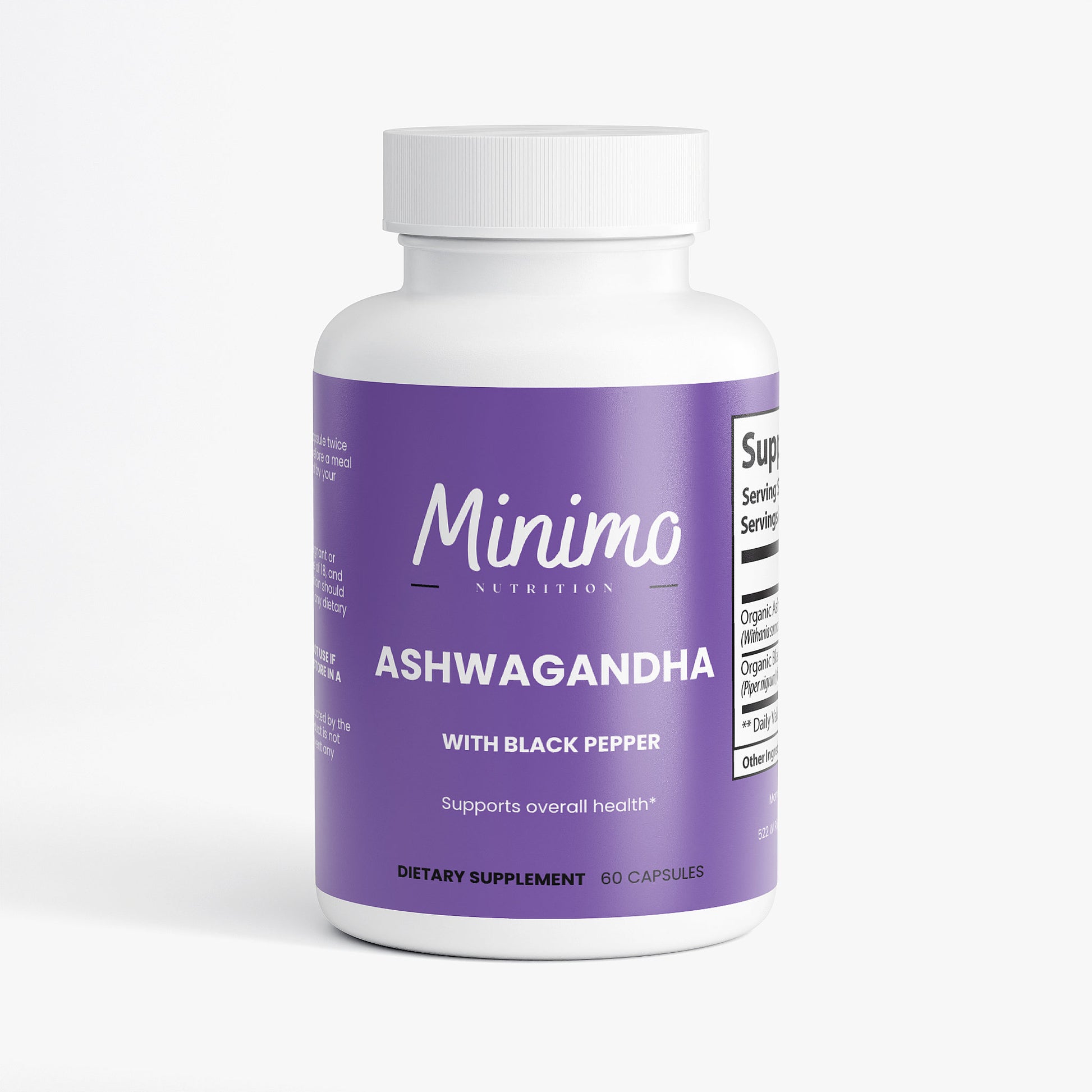 Organic Ashwagandha with Black Pepper Supplement for Anxiety and Overall Health
