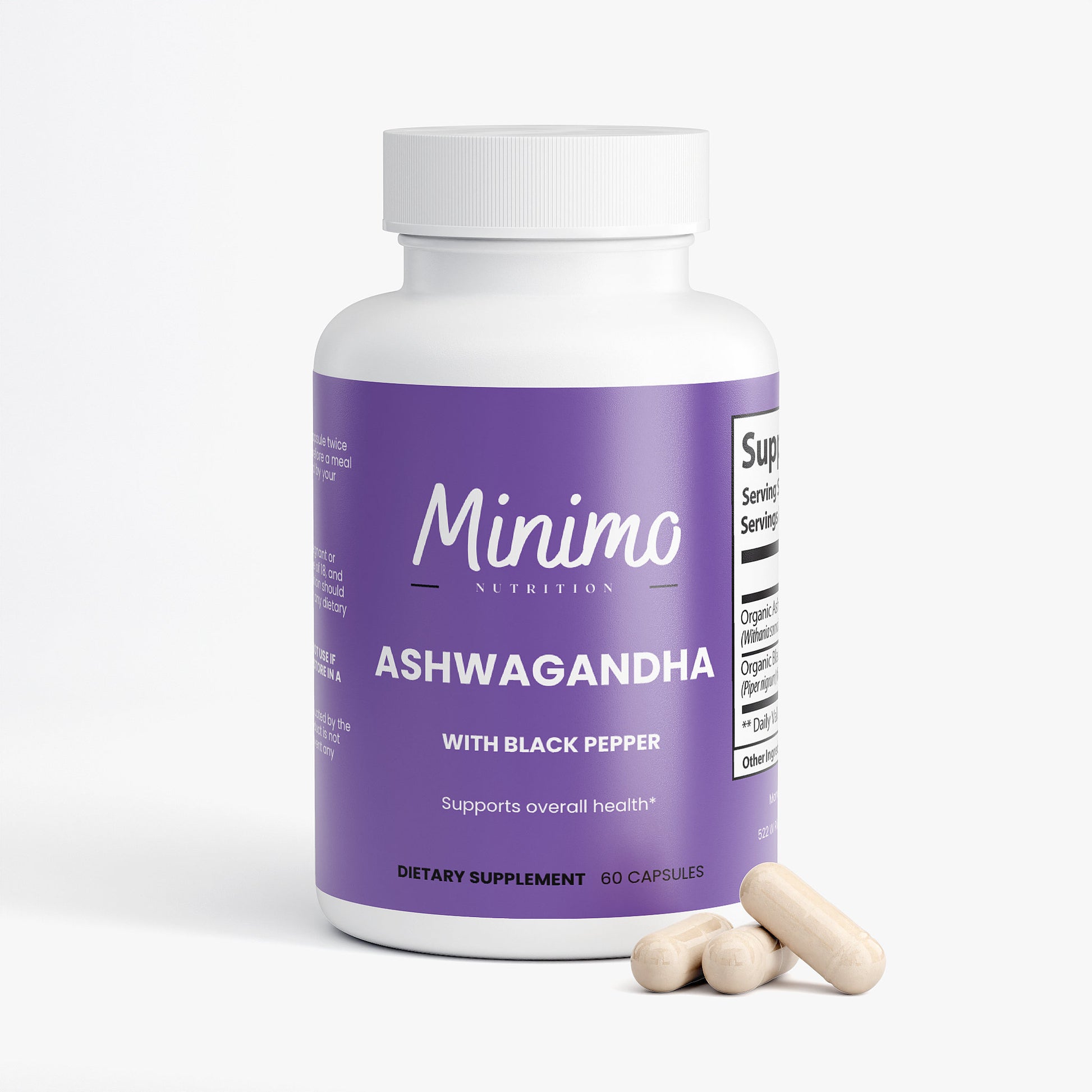 Organic Ashwagandha with Black Pepper Supplement for Anxiety and Overall Health