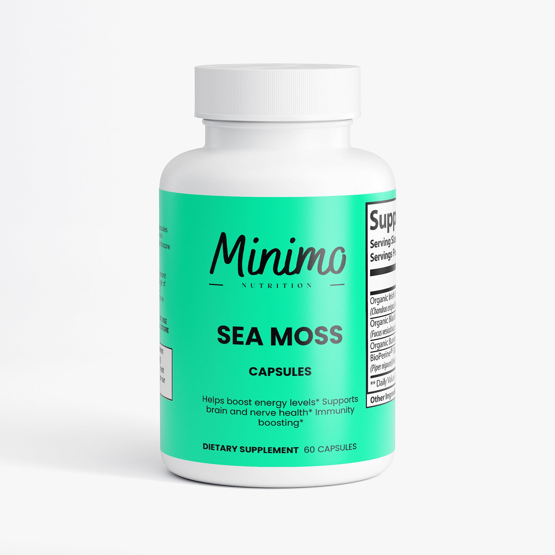Sea Moss with Bladderwrack and Burdock Root Supplement for Energy Levels, Immunity, and Brain & Nerve Health