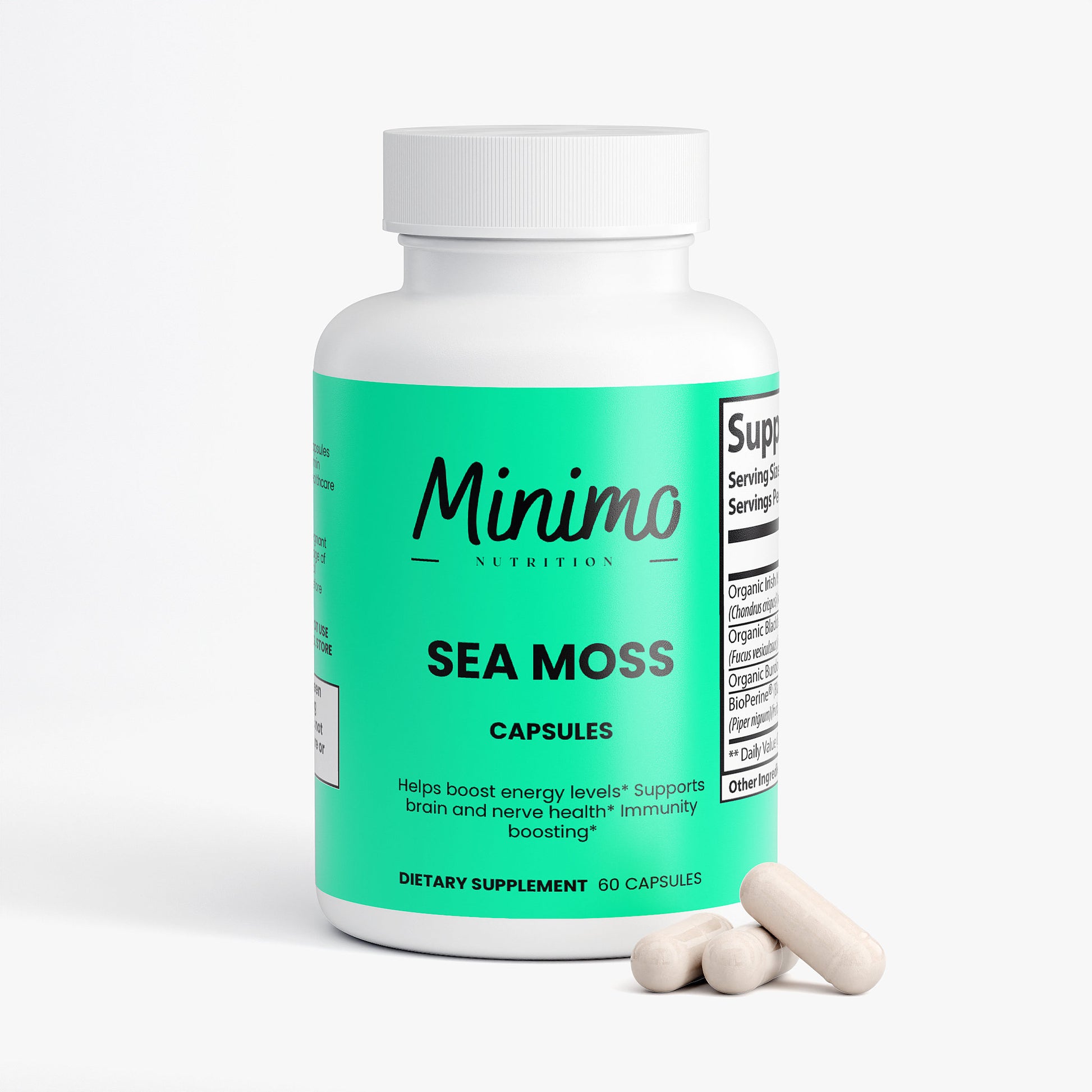 Sea Moss with Bladderwrack and Burdock Root Supplement for Energy Levels, Immunity, and Brain & Nerve Health