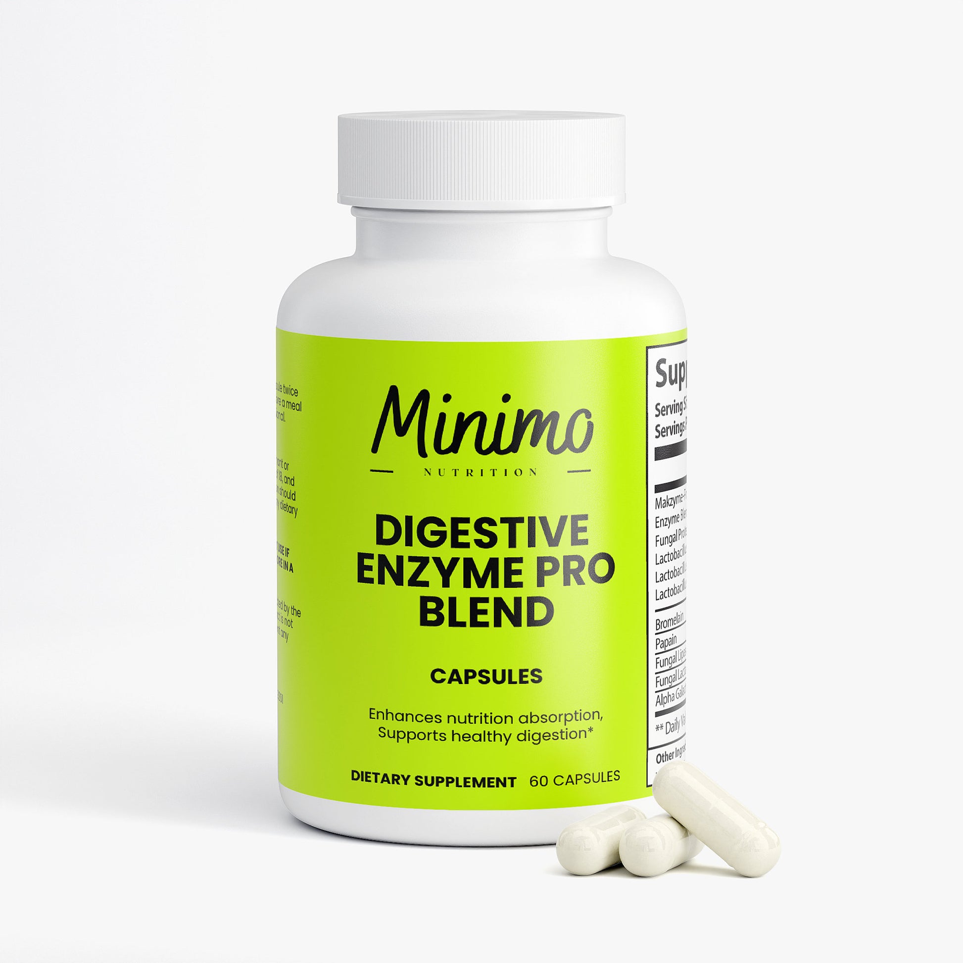 Minimo Nutrition Digestive Enzyme Pro Blend Supplement for Healthy Digestion