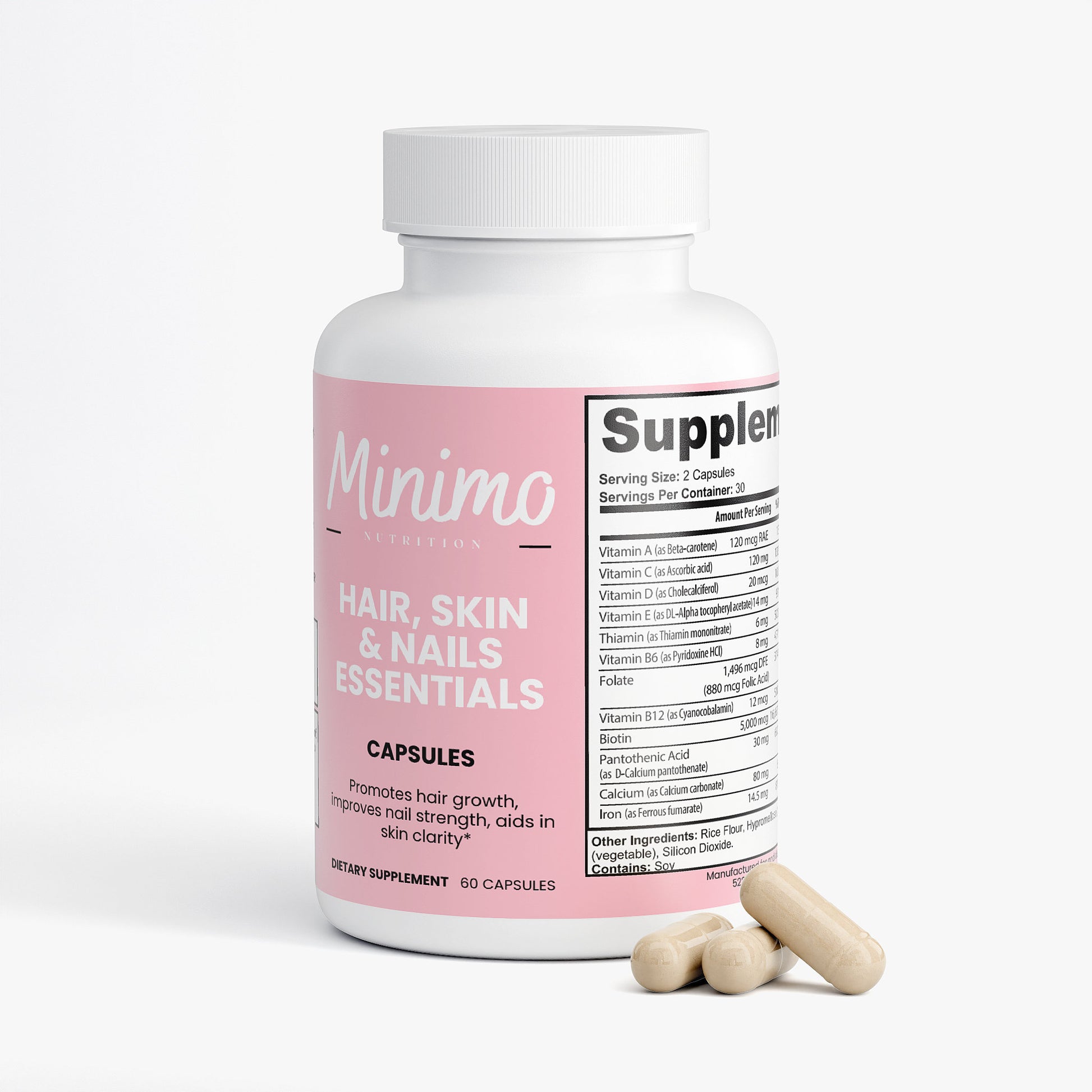Minimo Nutrition Hair, Skin and Nails Essentials Supplement for Hair, Skin, and Nail Growth