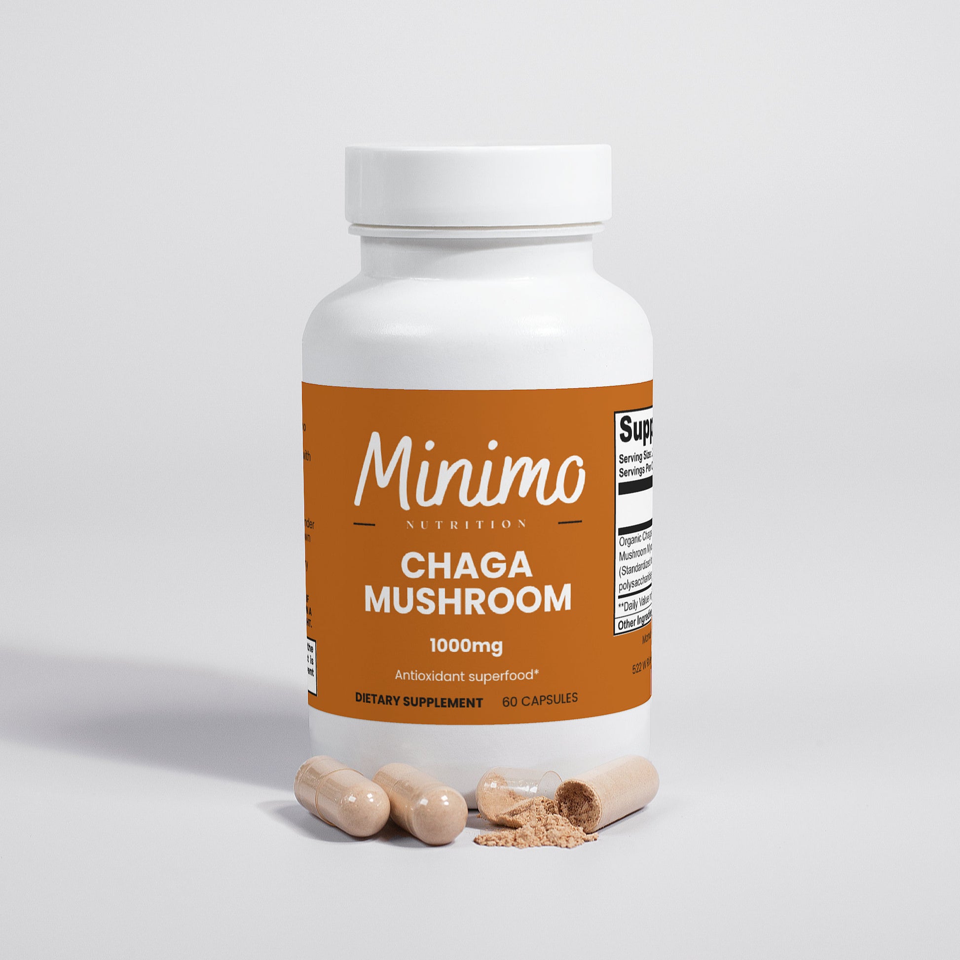 Minimo Nutrition Organic Chaga Mushroom Supplement for Antioxidants