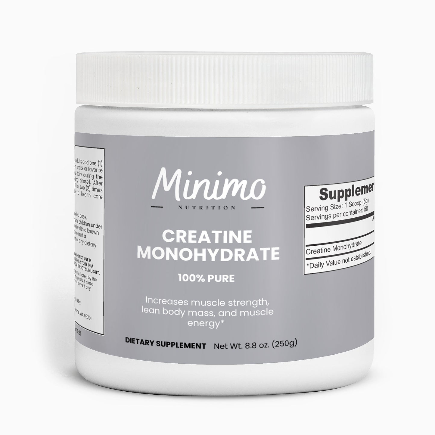 Minimo Nutrition Creatine Monohydrate Powder Supplement for Lean Muscle Mass and Strength