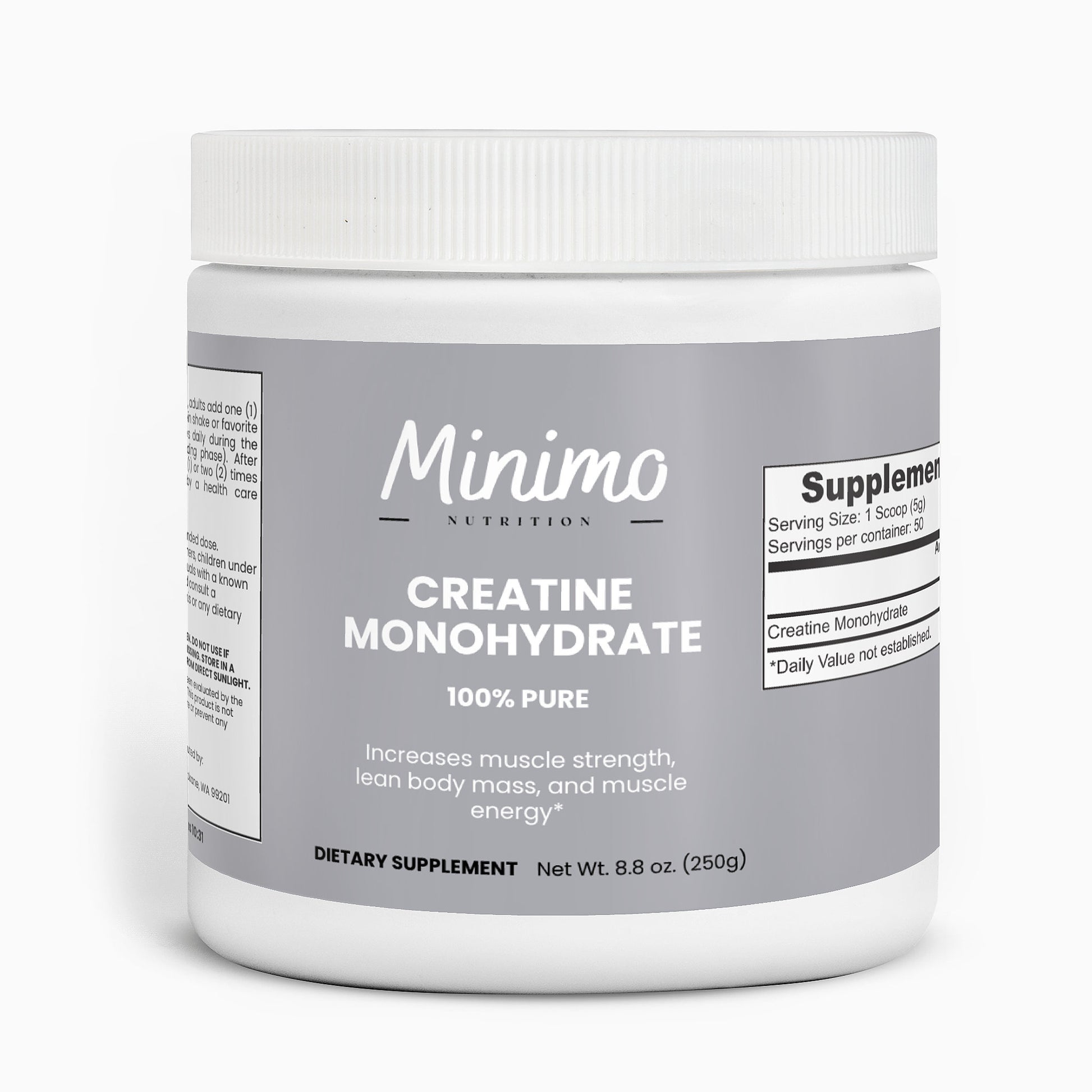 Minimo Nutrition Creatine Monohydrate Powder Supplement for Lean Muscle Mass and Strength