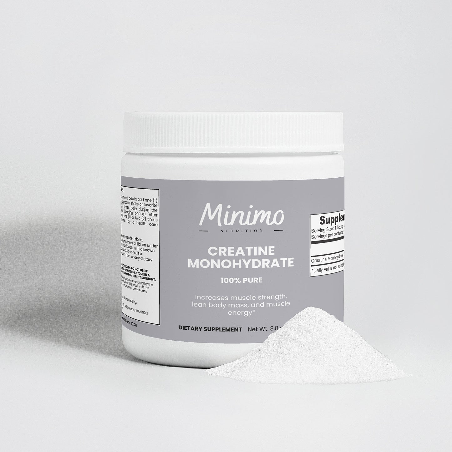 Minimo Nutrition Creatine Monohydrate Powder Supplement for Lean Muscle Mass and Strength