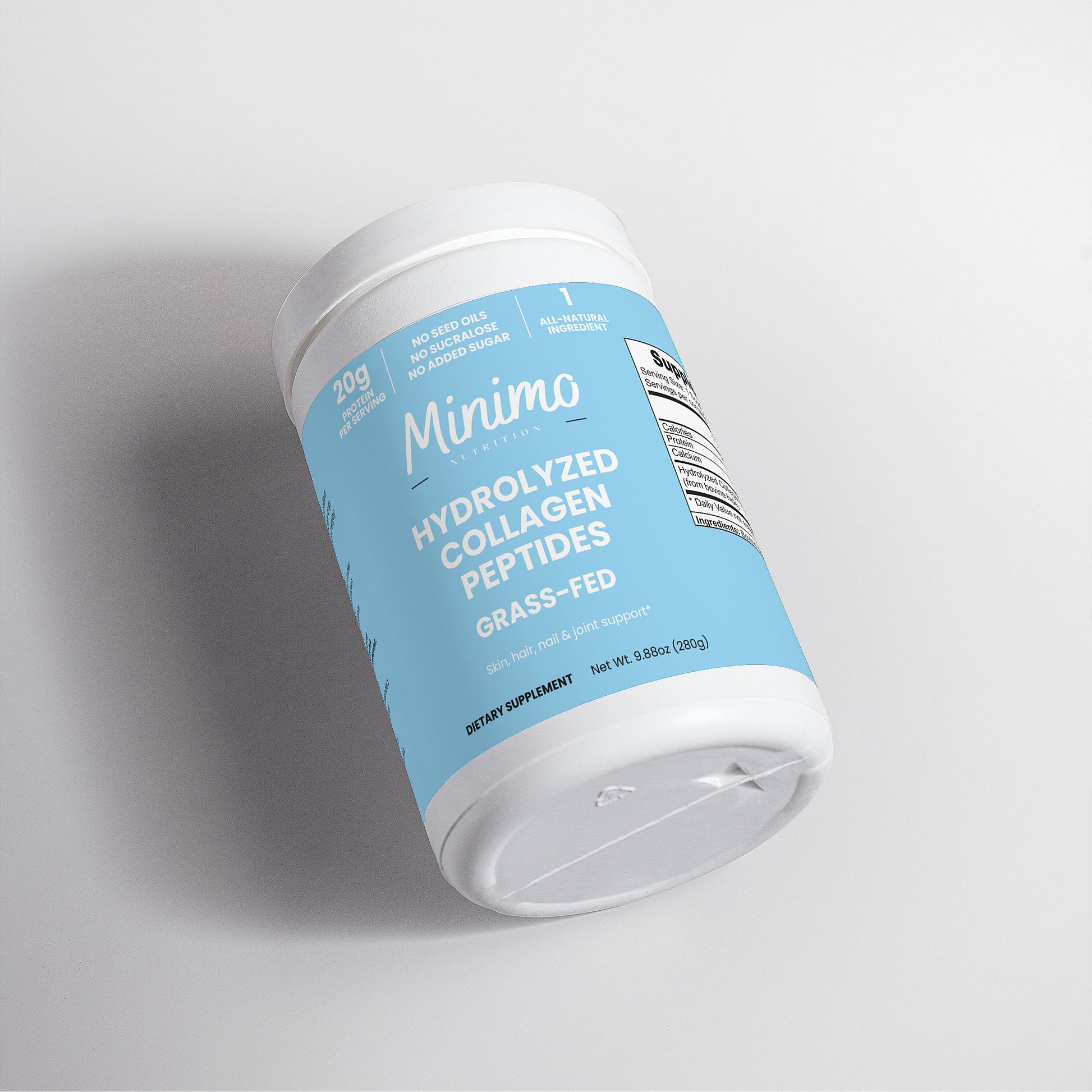 Minimo Nutrition Unflavored Grass-Fed Hydrolyzed Collagen Peptides Supplement for Skin, Hair, Nail, & Joints