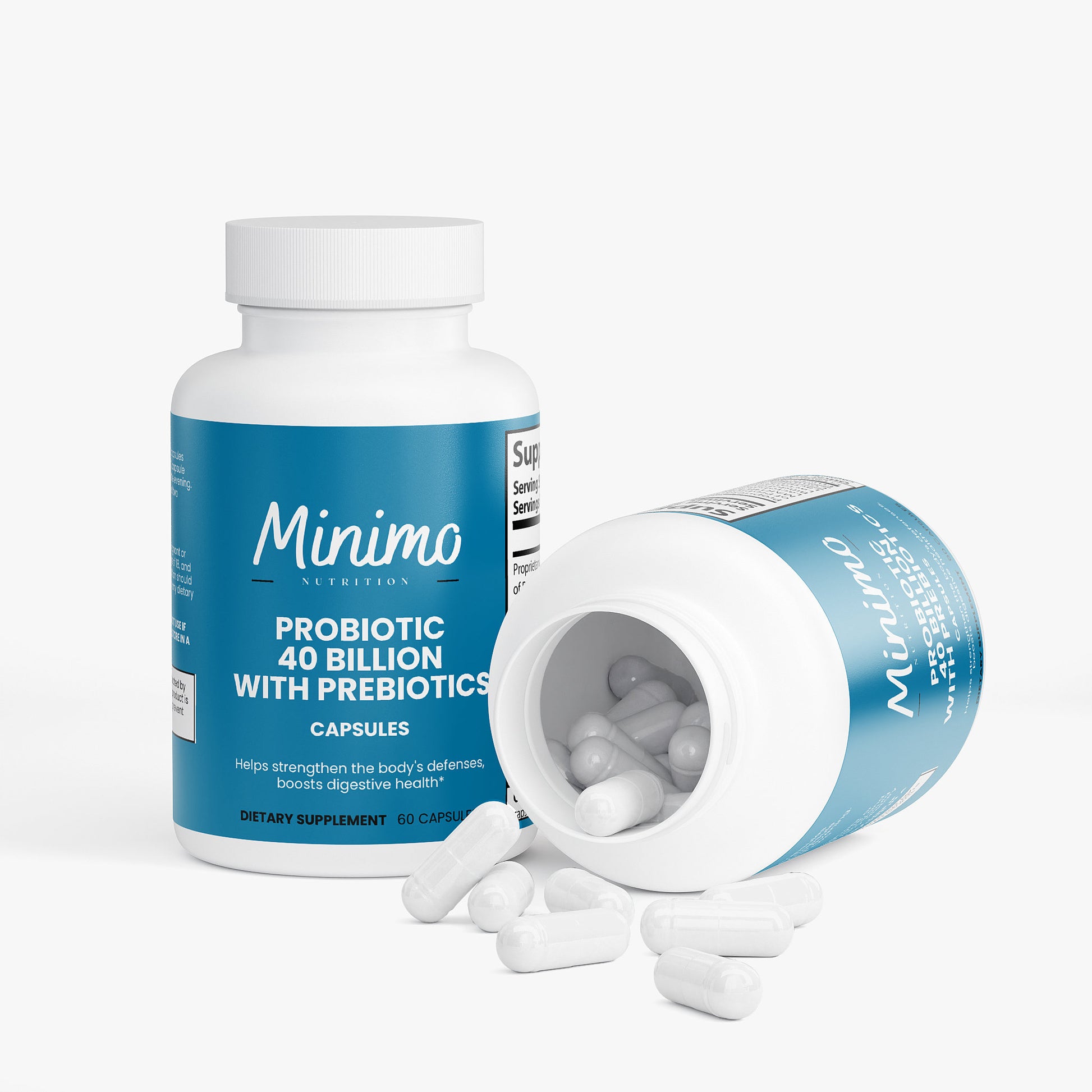 Minimo Nutrition Probiotic 40 Billion with Prebiotics Supplement for Digestive Health