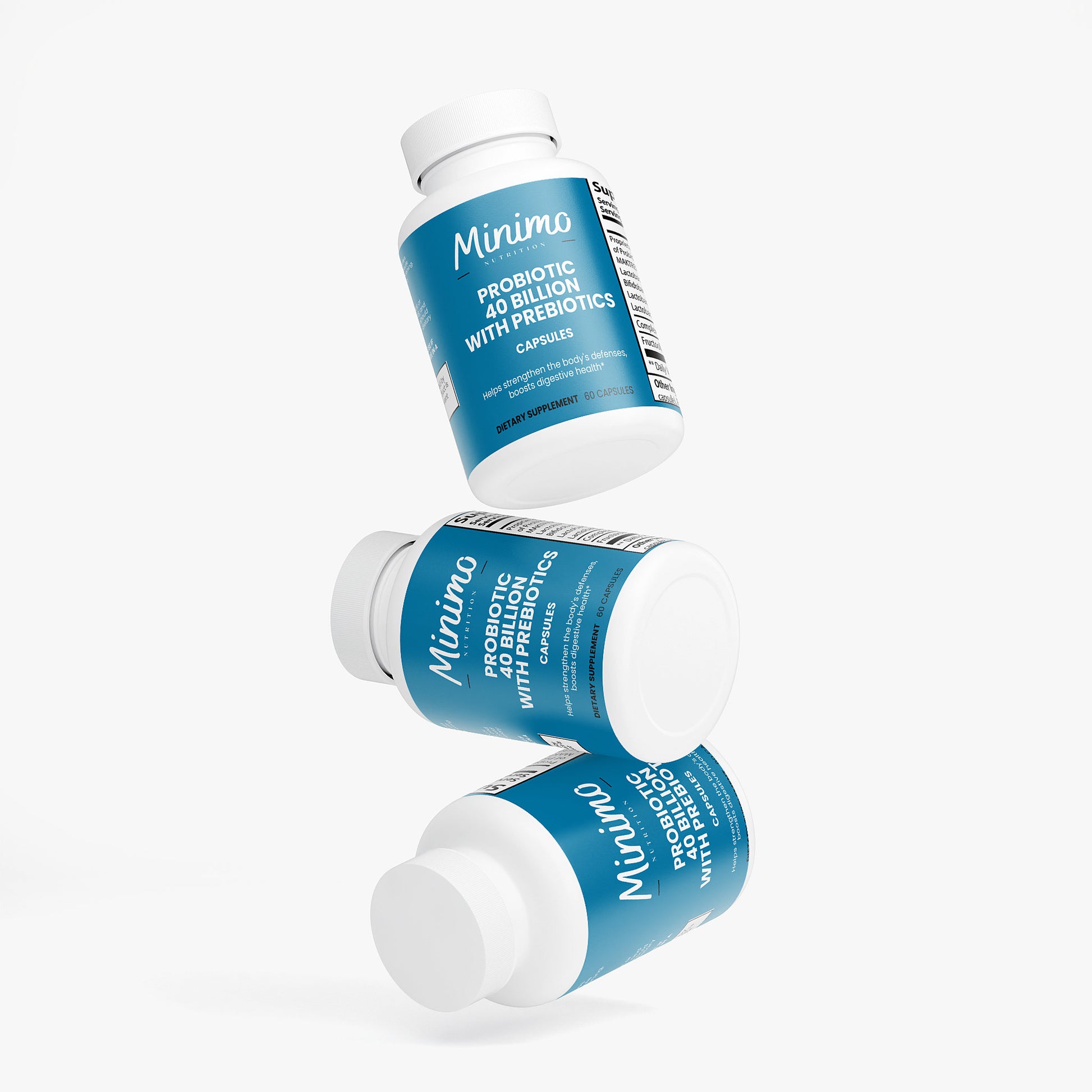 Minimo Nutrition Probiotic 40 Billion with Prebiotics Supplement for Digestive Health