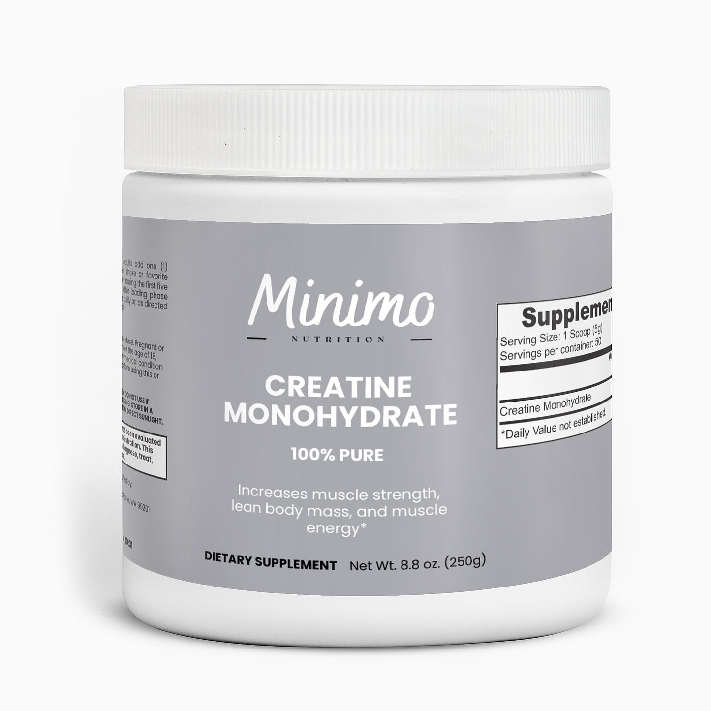 Minimo Nutrition Creatine Monohydrate Powder Supplement for Lean Muscle Mass and Strength