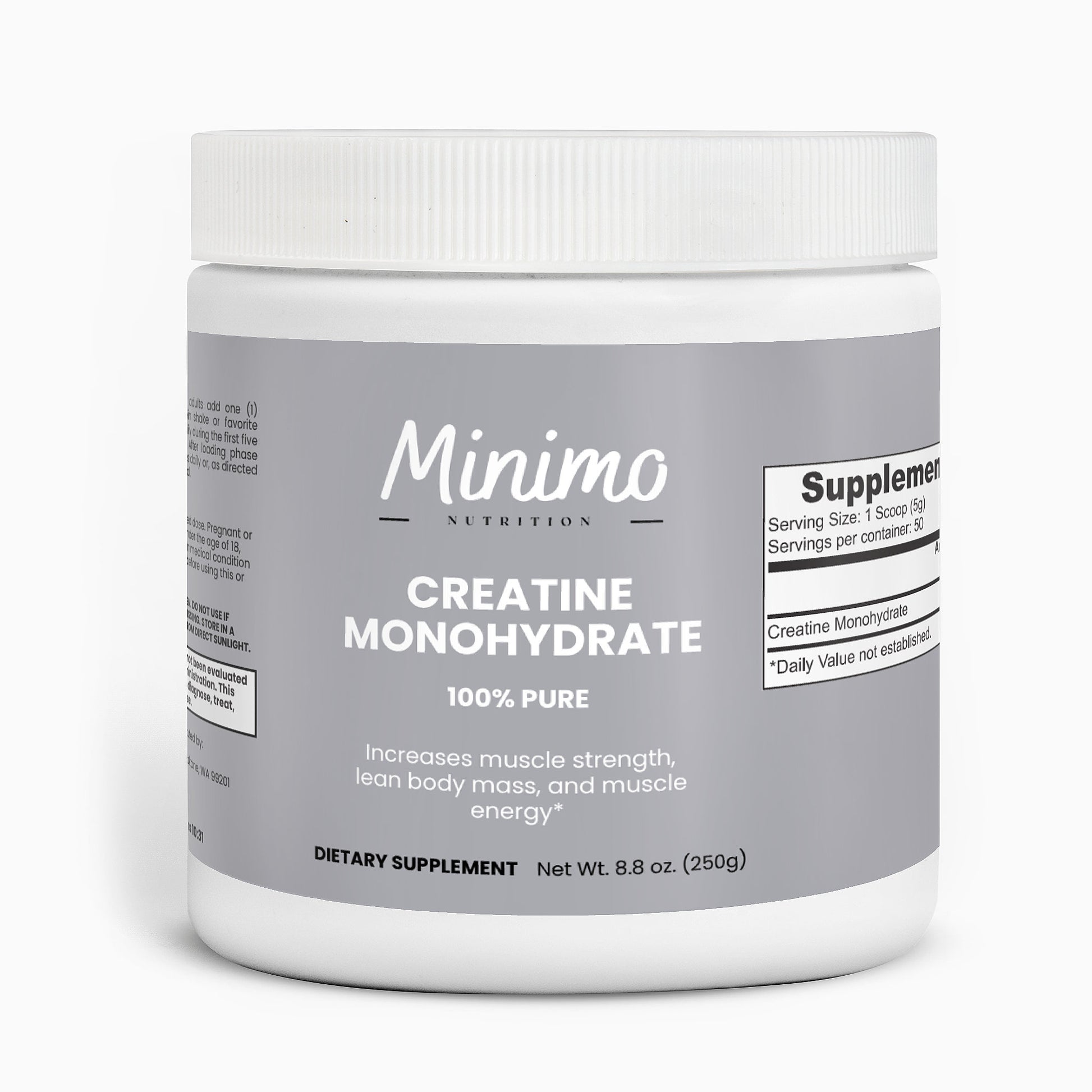 Minimo Nutrition Creatine Monohydrate Powder Supplement for Lean Muscle Mass and Strength