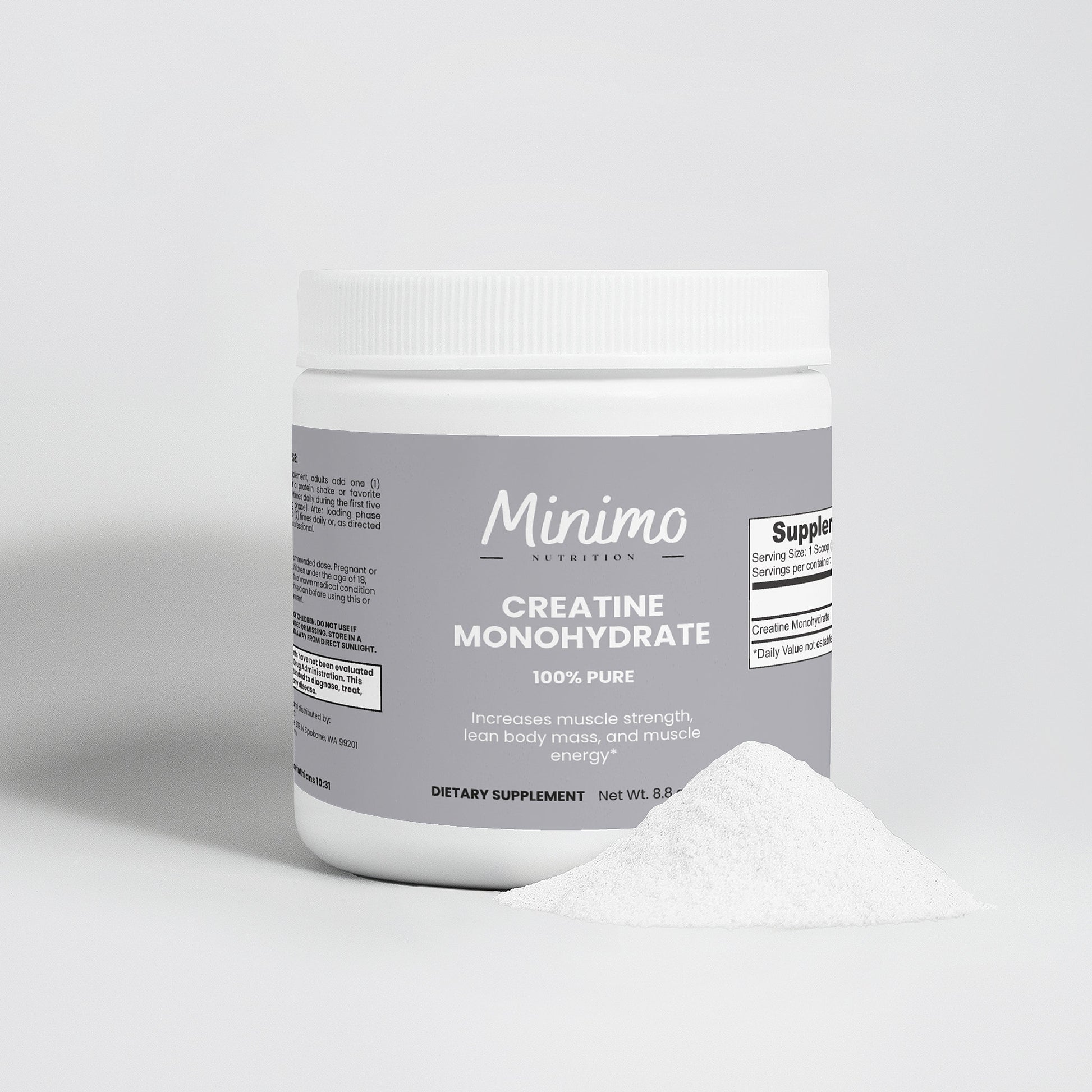 Minimo Nutrition Creatine Monohydrate Powder Supplement for Lean Muscle Mass and Strength
