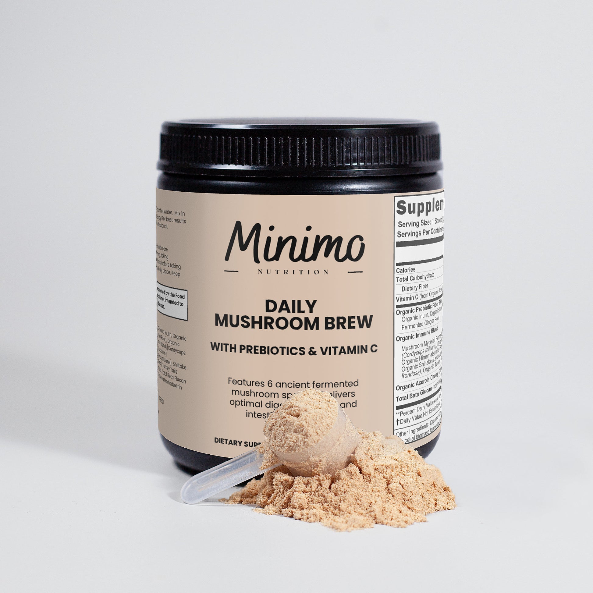 Organic Daily Mushroom Coffee Alternative with Prebiotics and Vitamin C 