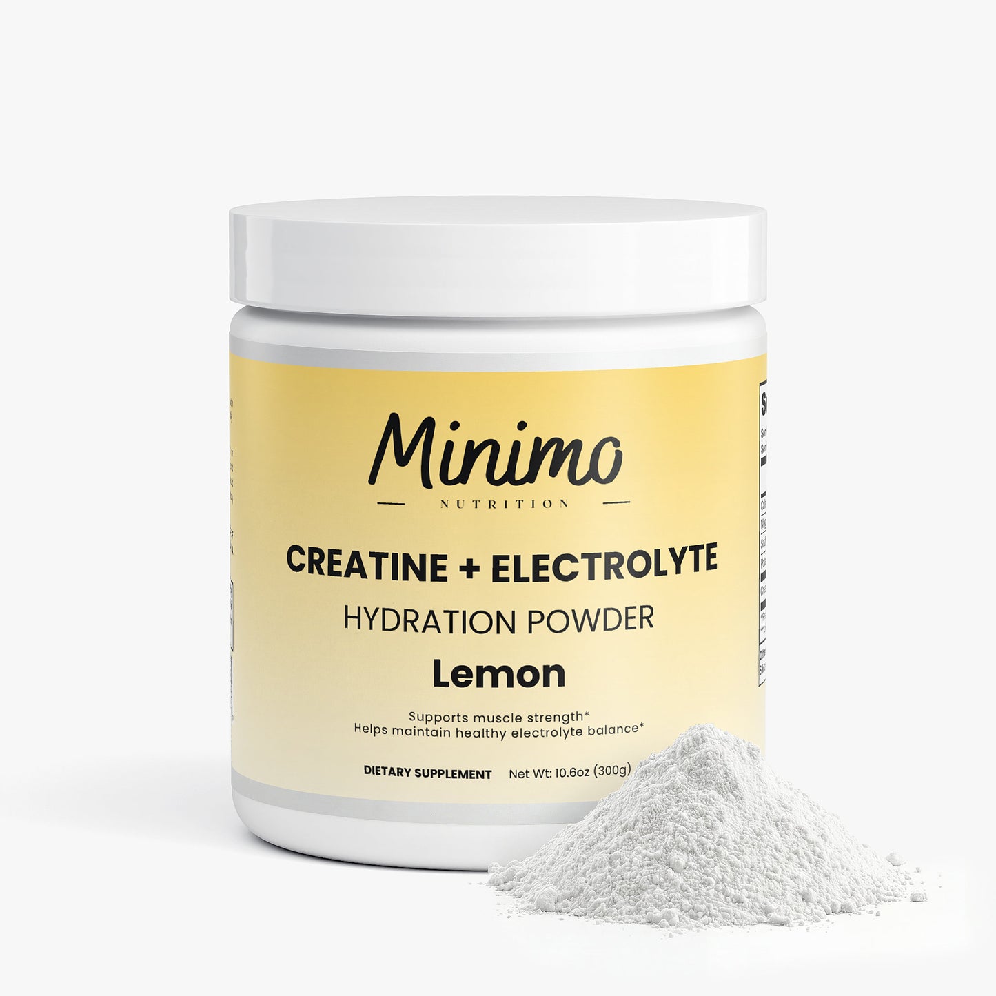 Minimo Nutrition Creatine + Electrolyte Lemon Hydration Powder Clean Supplement