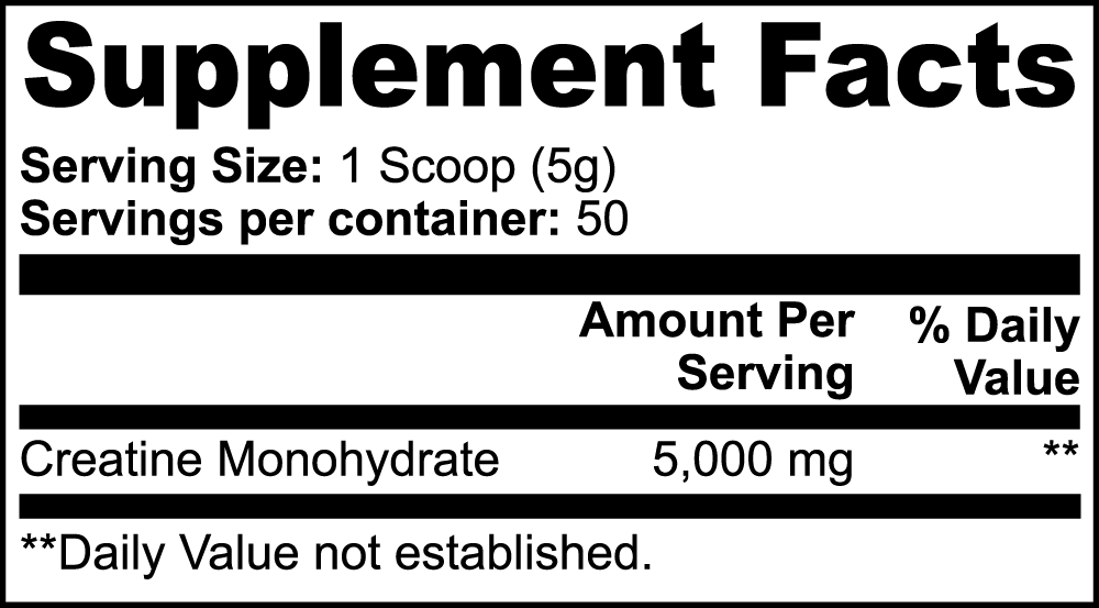 Minimo Nutrition Creatine Monohydrate Powder Supplement Facts