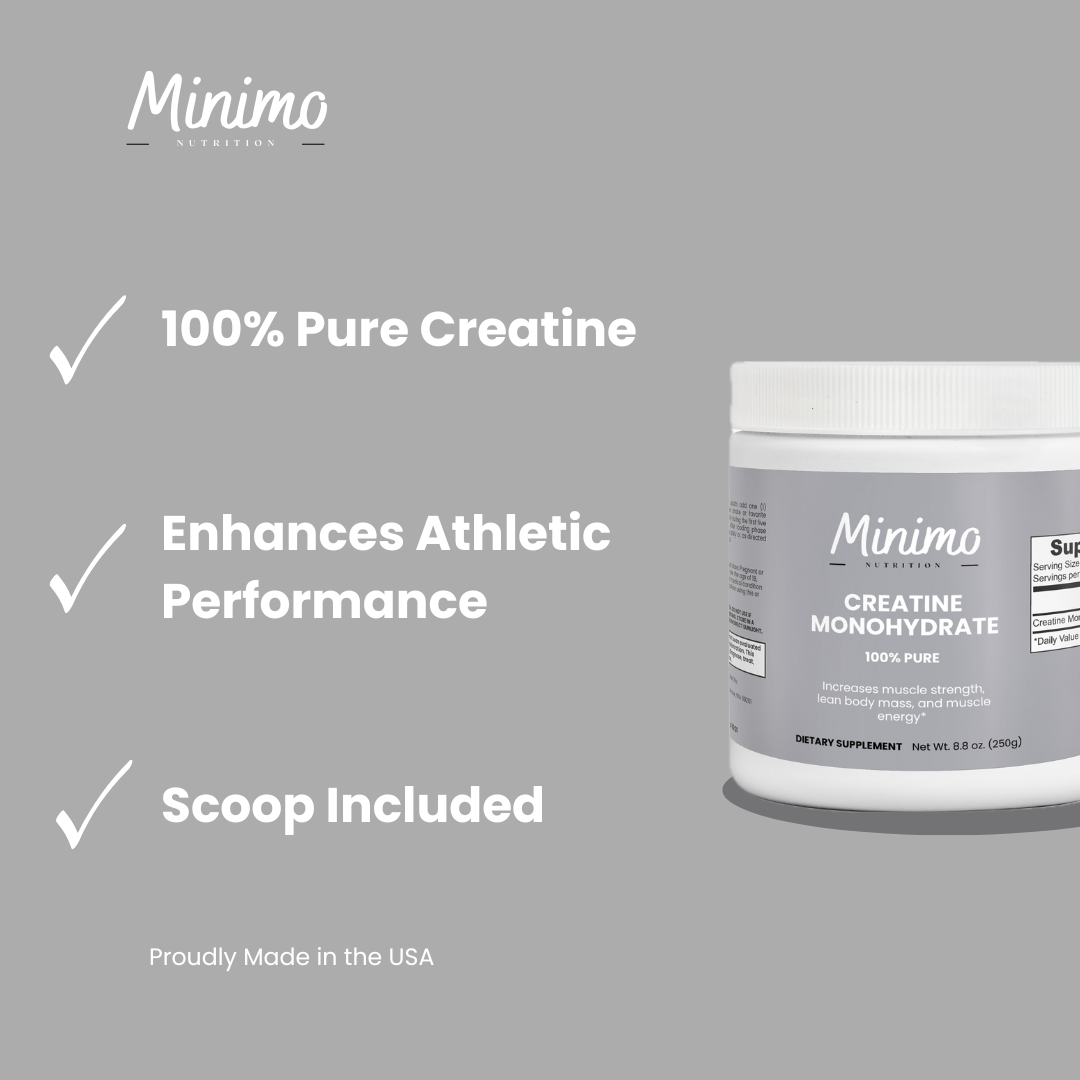 Minimo Nutrition Creatine Monohydrate Powder Supplement for Lean Muscle Mass and Strength