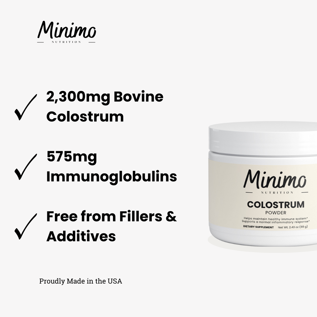 Premium unflavored colostrum powder for recovery, digestion, and immunity – Minimo Nutrition