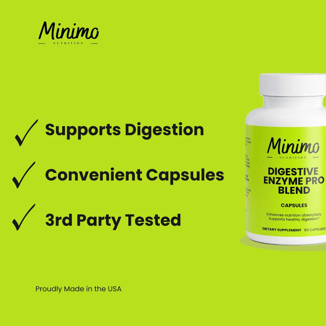 Minimo Nutrition Digestive Enzyme Pro Blend Supplement for Healthy Digestion