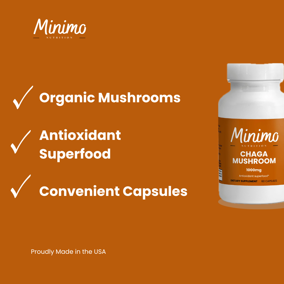Minimo Nutrition Organic Chaga Mushroom Supplement for Antioxidants