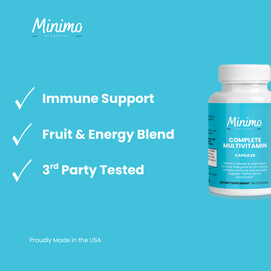 Minimo Nutrition Complete Multivitamin + Immunity Boost Support for Energy, Immunity, and Prostate