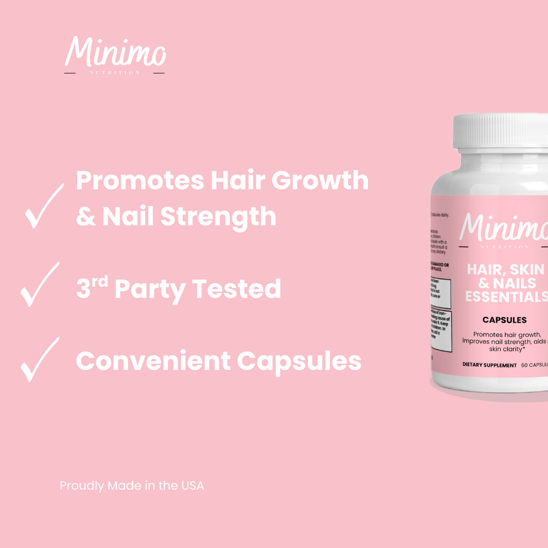 Minimo Nutrition Hair, Skin and Nails Essentials Supplement for Hair, Skin, and Nail Growth