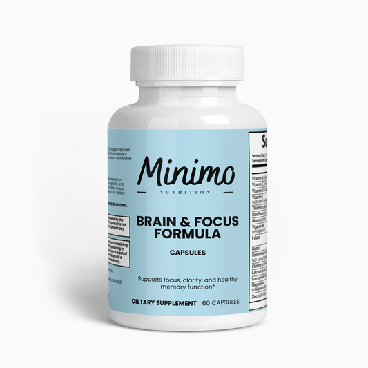 Minimo Nutrition Brain & Focus Formula, Supplement for Focus, Clarity, and Memory