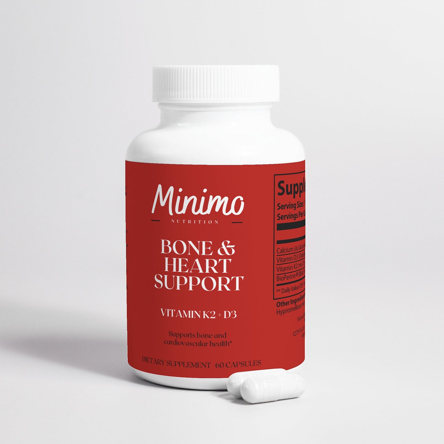 Minimo Nutrition K2 + D3 Bone & Heart Support, 60 ct.