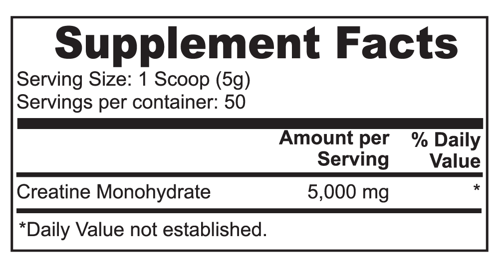 Minimo Nutrition Creatine Monohydrate Powder, 8.8 oz Supplement Facts