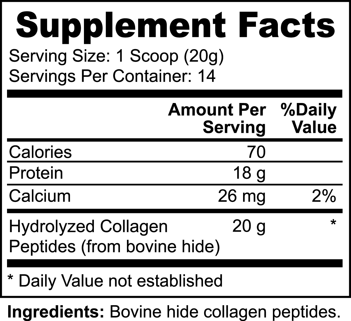 Minimo Nutrition Grass-Fed Hydrolyzed Collagen Peptides, 9.9 oz Supplement Facts