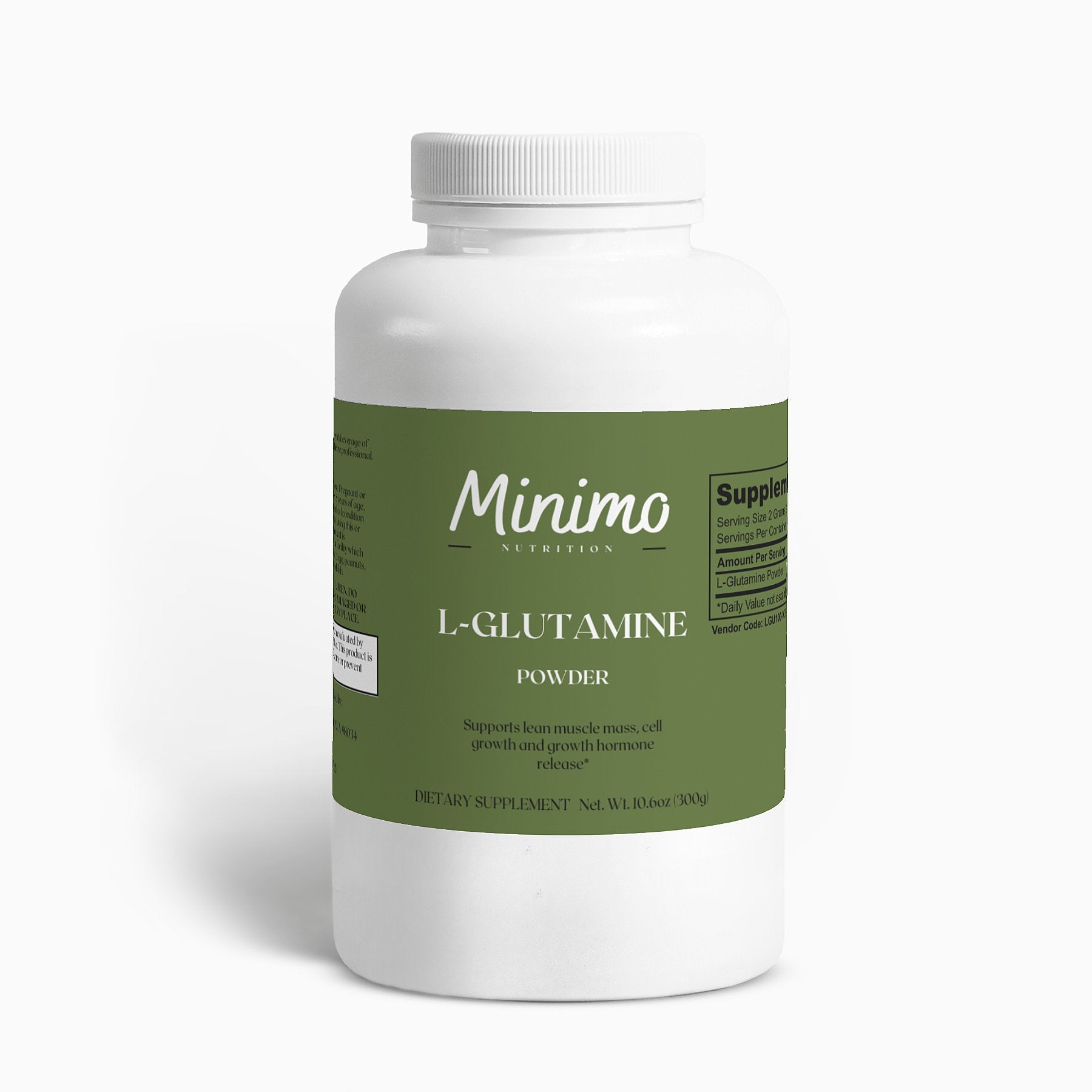 Minimo Nutrition L-Glutamine Powder, 10.6 oz.